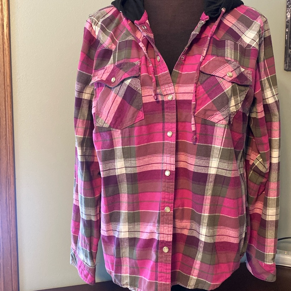 Hooded flannel shirt